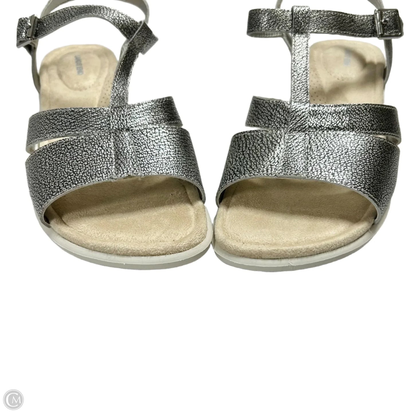 Sandals Heels Wedge By Lands End In Silver & Tan, Size: 8.5