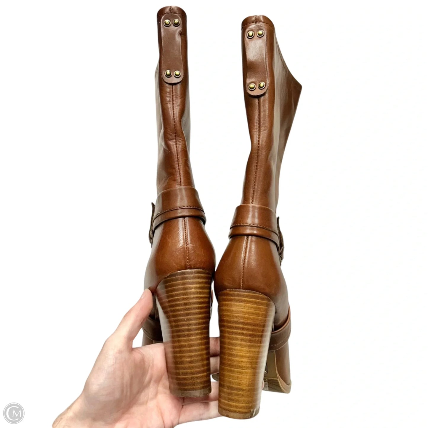 Boots Mid-calf Heels By Hugo Boss In Brown, Size: 7.5