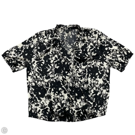 Blouse Short Sleeve By Inc In Black & Cream, Size: Xl
