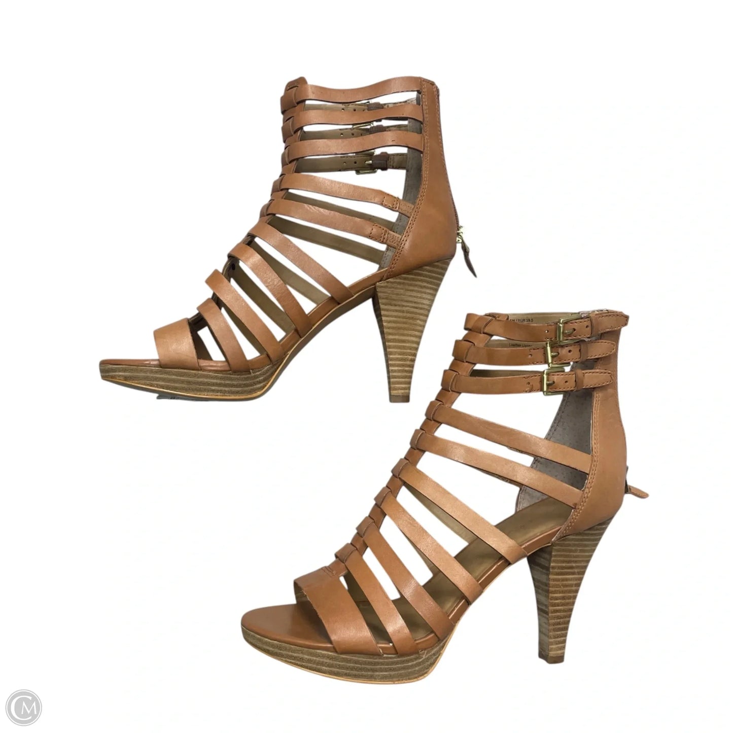 Sandals Heels Stiletto By Via Spiga In Brown, Size: 8.5