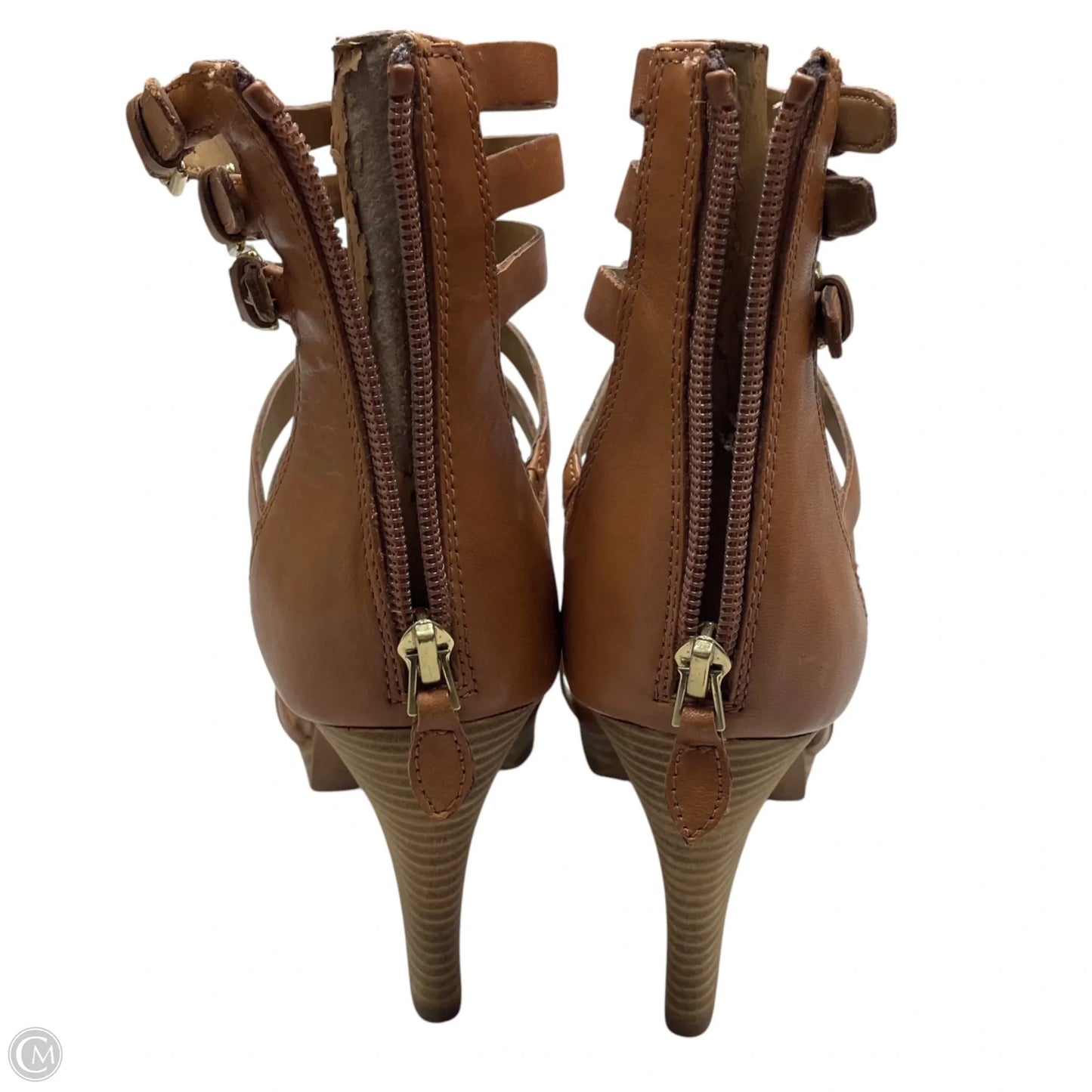 Sandals Heels Stiletto By Via Spiga In Brown, Size: 8.5