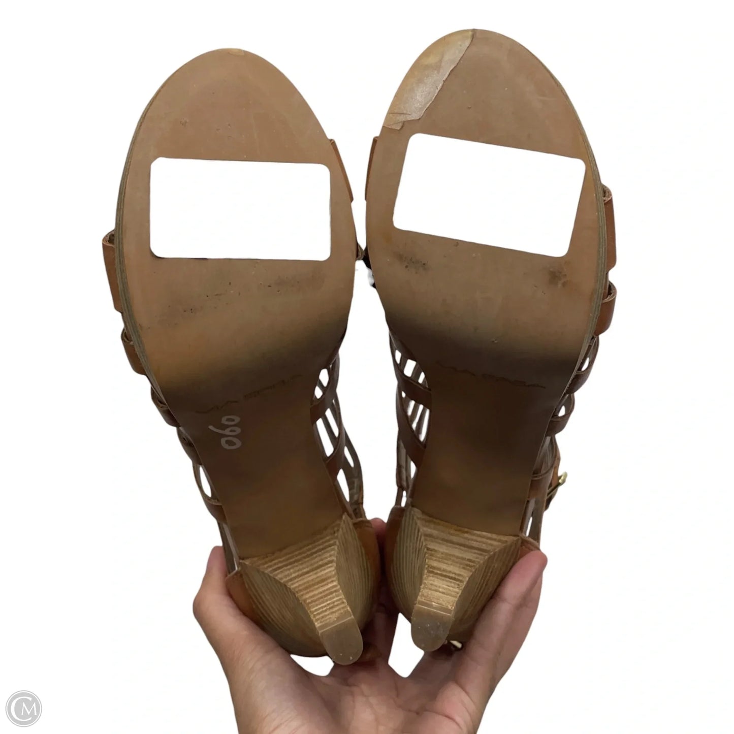 Sandals Heels Stiletto By Via Spiga In Brown, Size: 8.5