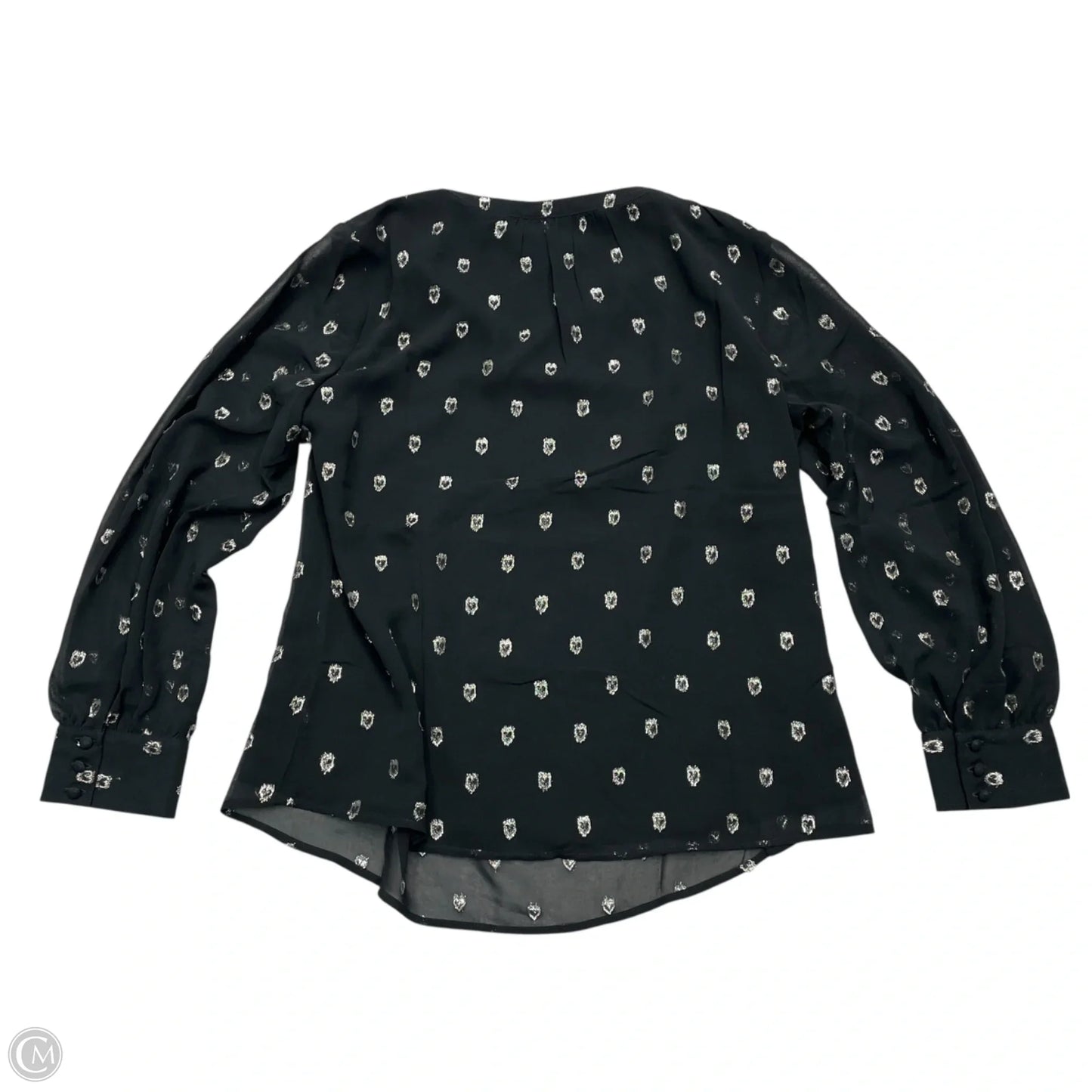 Blouse Long Sleeve By Talbots In Black & Silver, Size: Lp