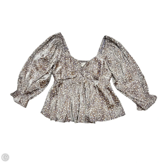 Blouse Long Sleeve By Entro In Blue & Brown, Size: M