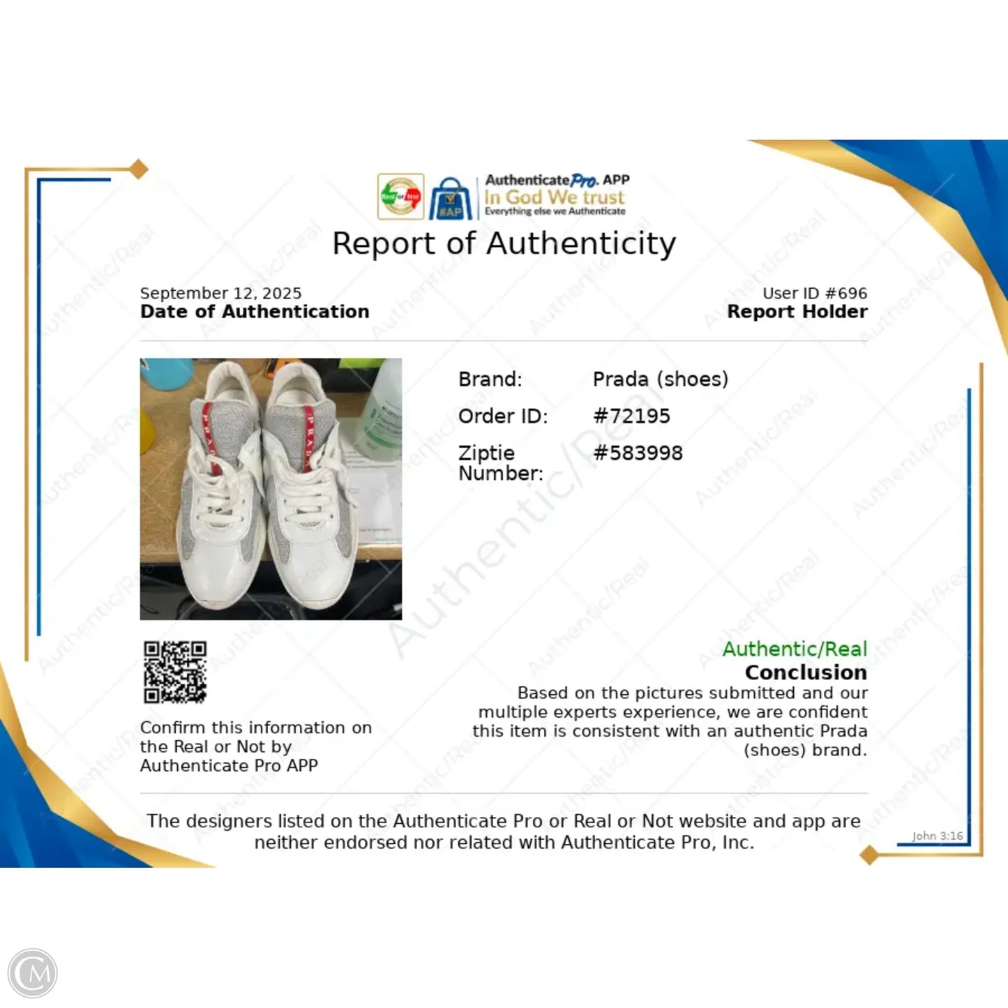 Shoes Luxury Designer By Prada In Grey & White, Size: 8.5