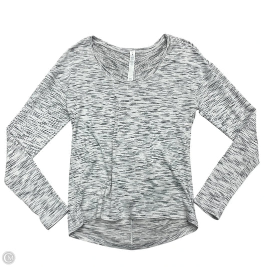 Athletic Top Long Sleeve Collar By Lululemon In Grey & White, Size: Xs