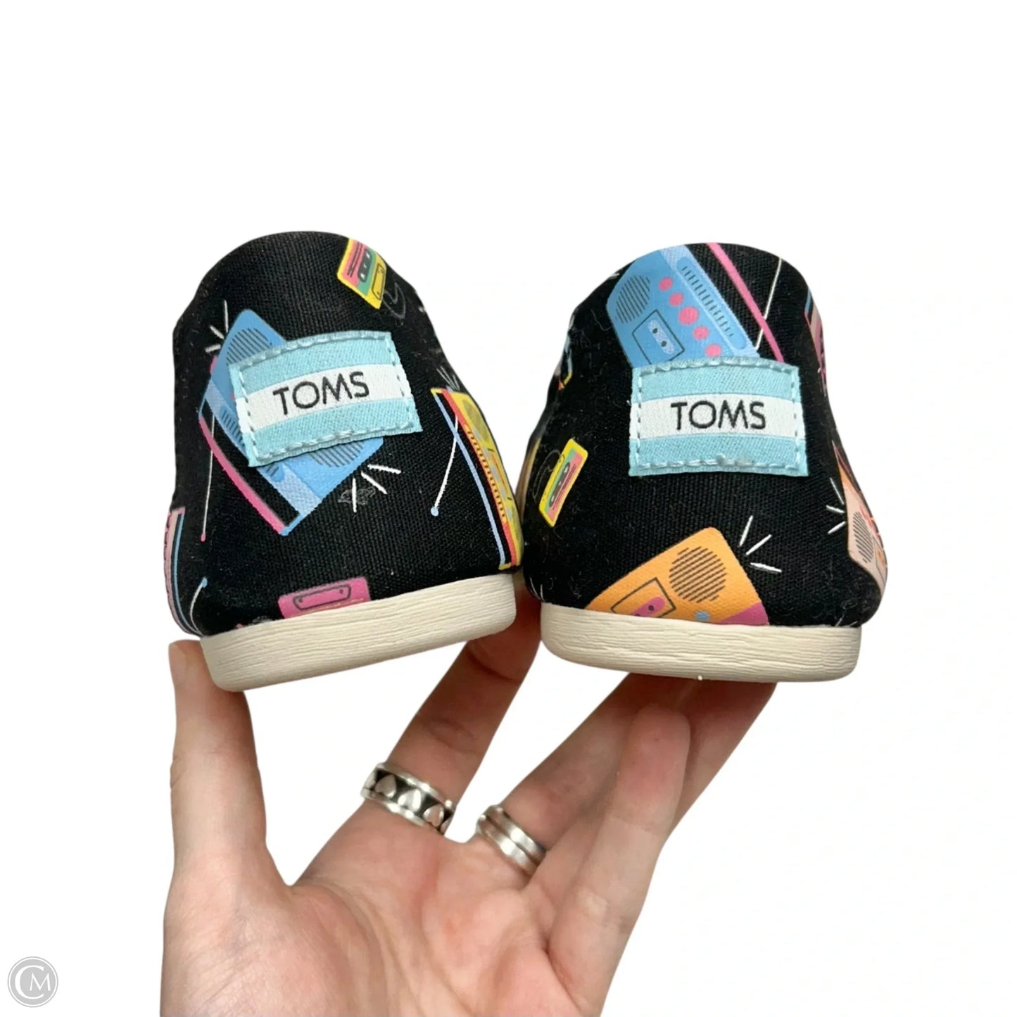 Shoes Flats By Toms In Black & Pink, Size: 9