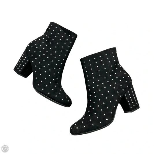 Boots Ankle Heels By Worthington In Black & Silver, Size: 9.5