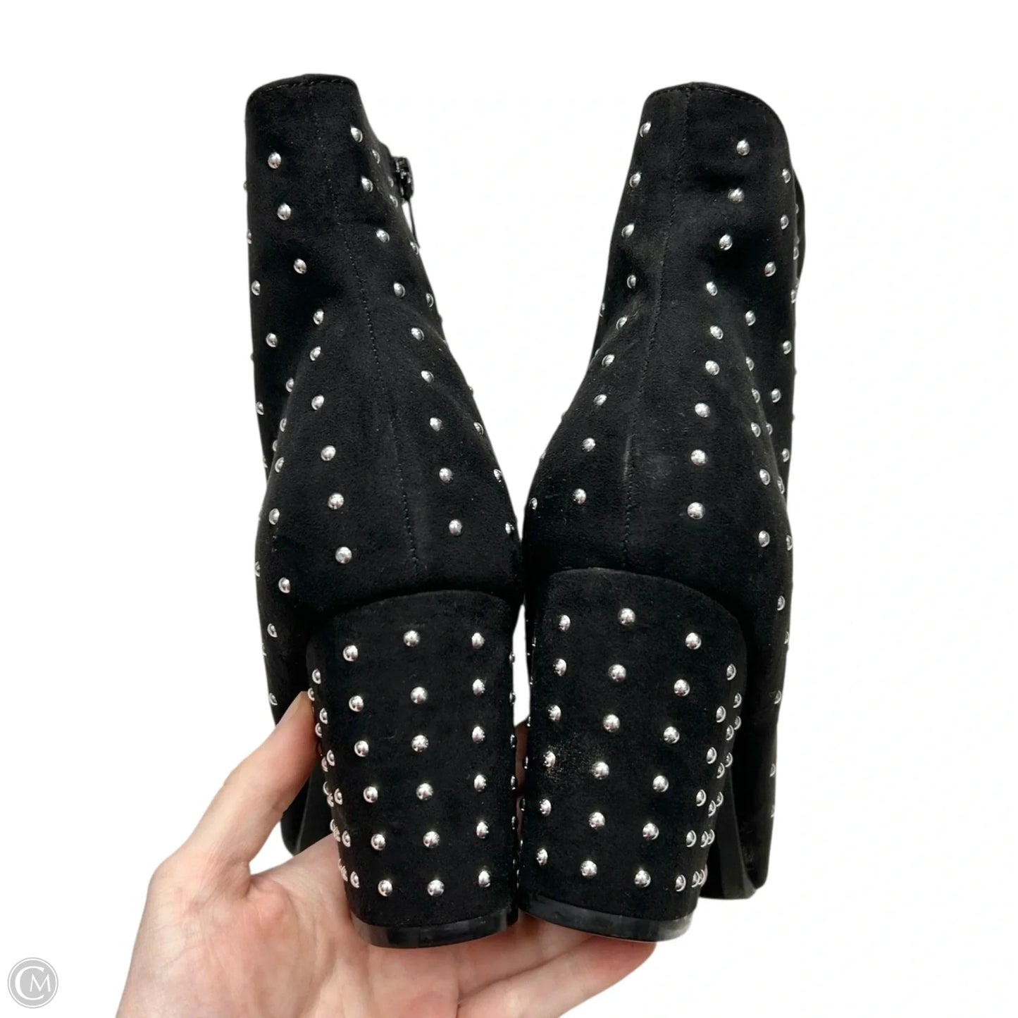 Boots Ankle Heels By Worthington In Black & Silver, Size: 9.5