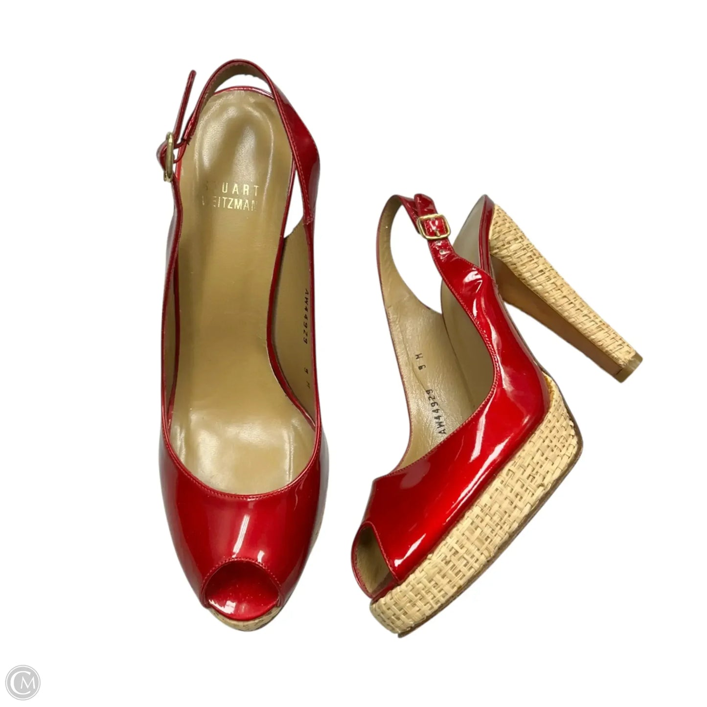 Shoes Designer By Stuart Weitzman In Red & Tan, Size: 9