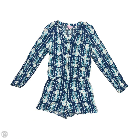 Romper Designer By Lilly Pulitzer In Blue & White, Size: S