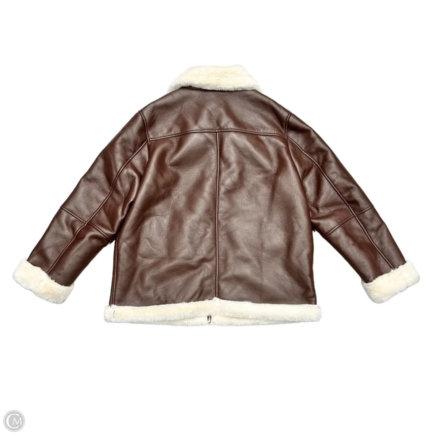 Coat Faux Fur & Sherpa By Joie In Brown & Cream, Size: L