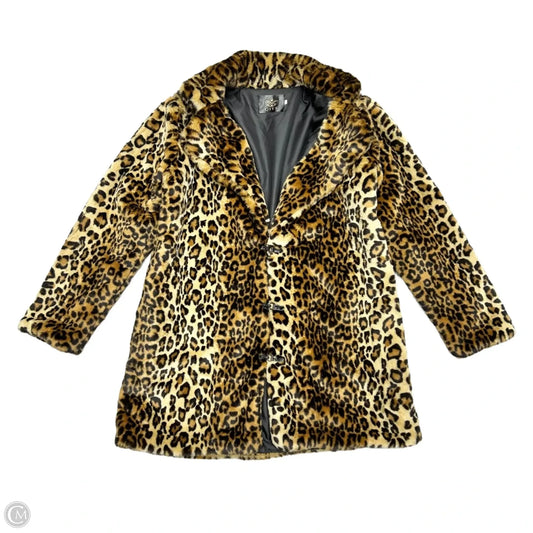 Coat Faux Fur & Sherpa By Qiye In Leopard Print, Size: Xl