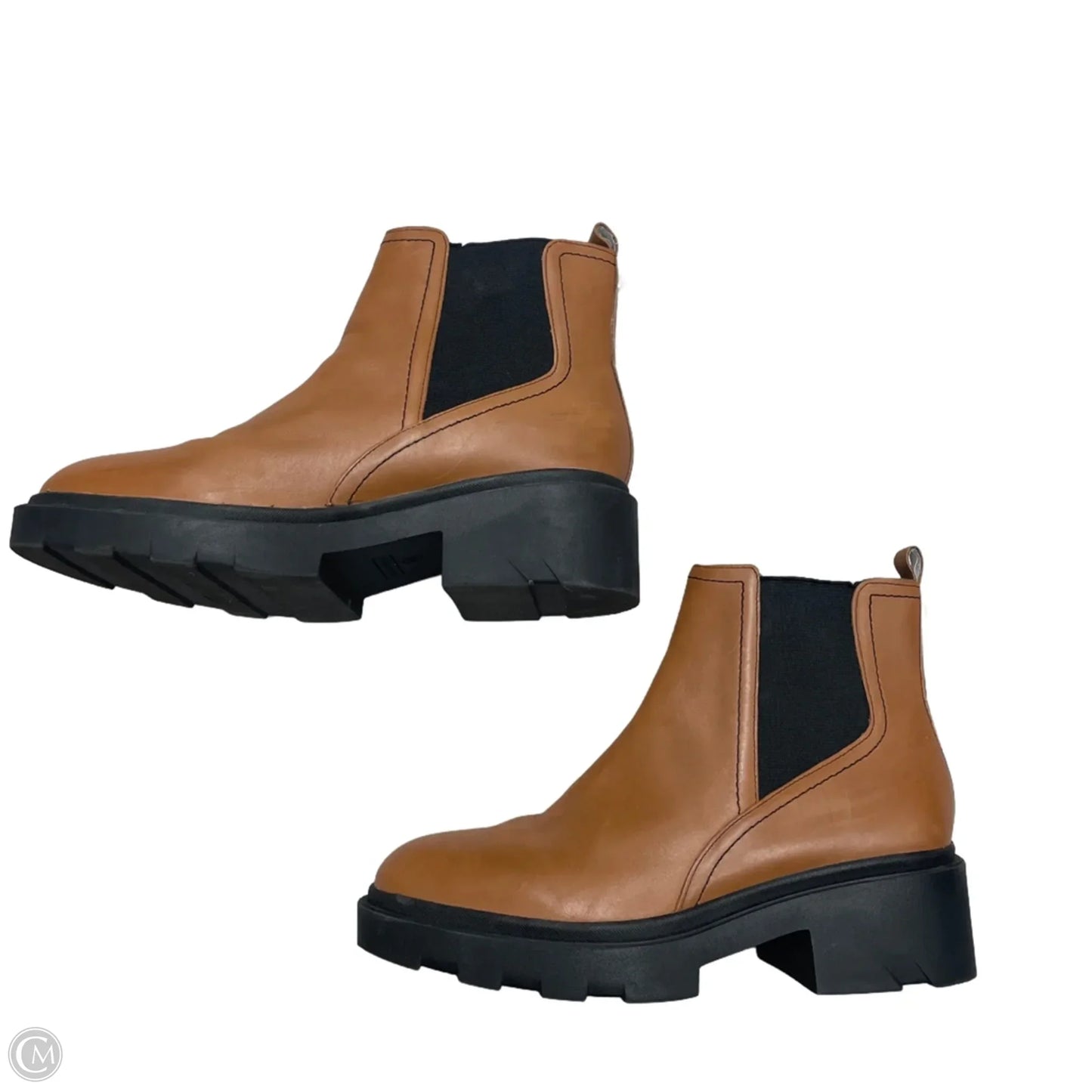 Boots Ankle Flats By Marc Fisher In Black & Brown, Size: 9.5