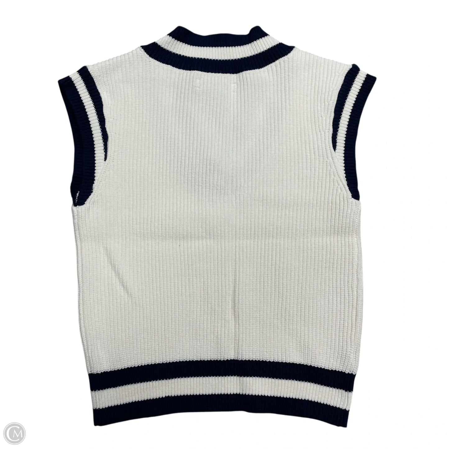 Vest Sweater By Loft In Blue & White, Size: Xxsp