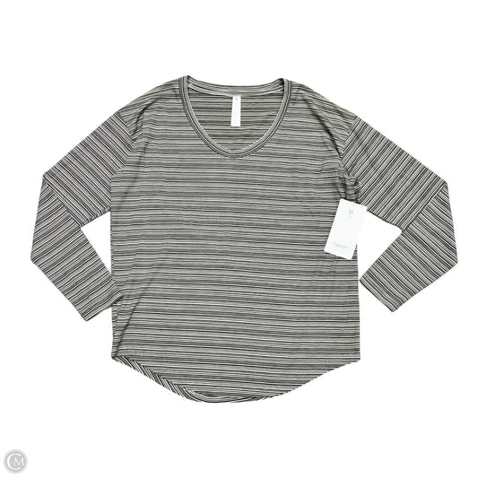 Athletic Top Long Sleeve Collar By Athleta In Black & Cream, Size: M