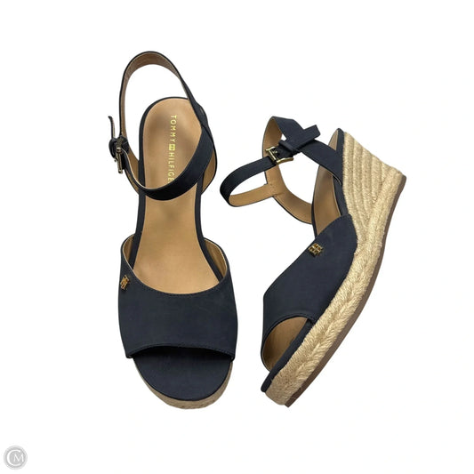 Sandals Heels Wedge By Tommy Hilfiger In Blue & Tan, Size: 9.5