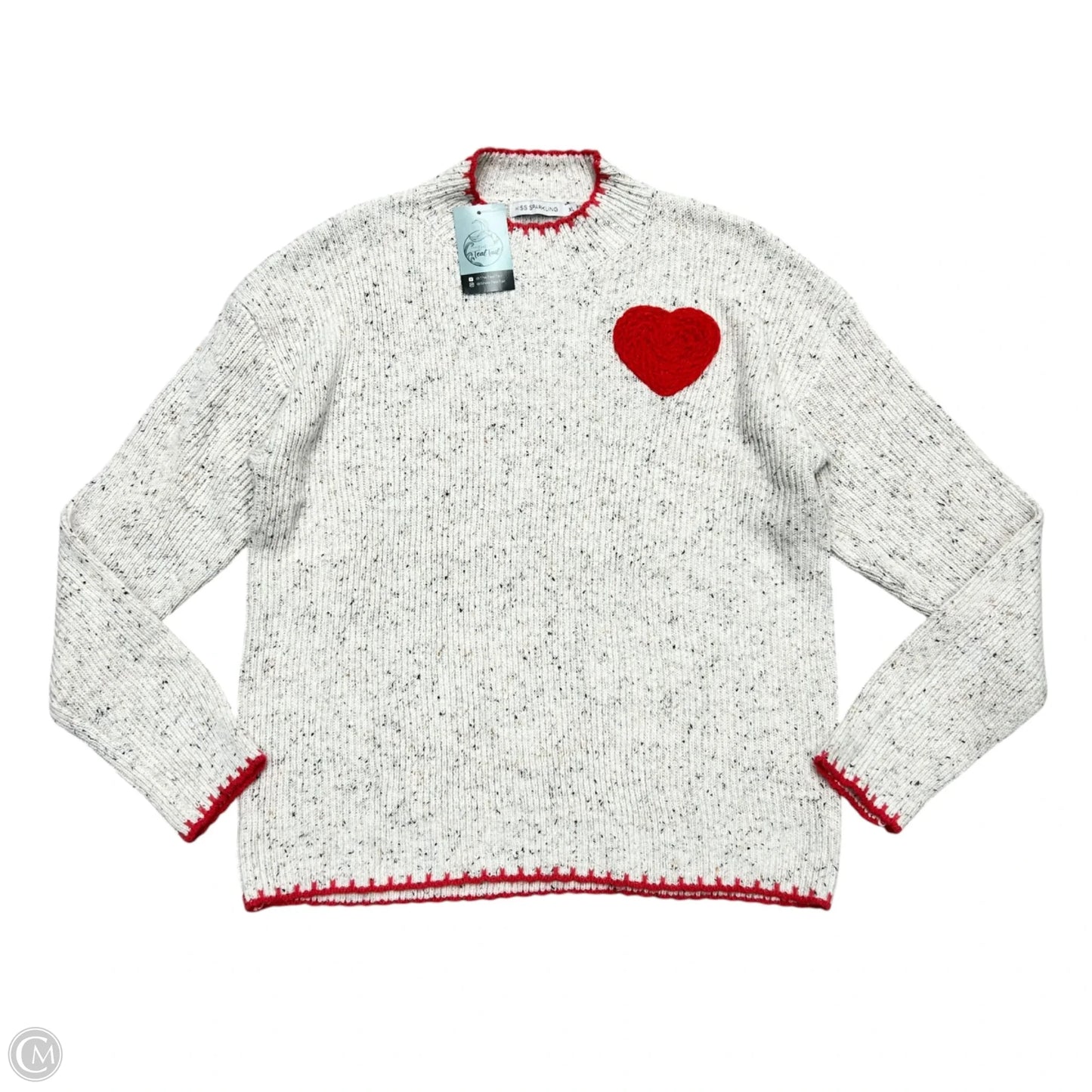 Sweater By Miss Sparkling In Grey & Red, Size: Xl