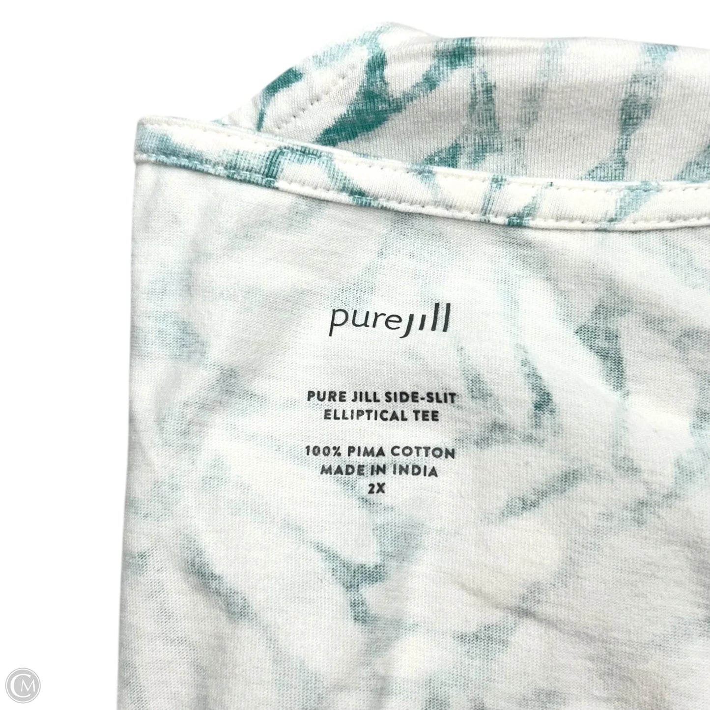 Top Short Sleeve By Pure Jill In Blue & White, Size: 2x
