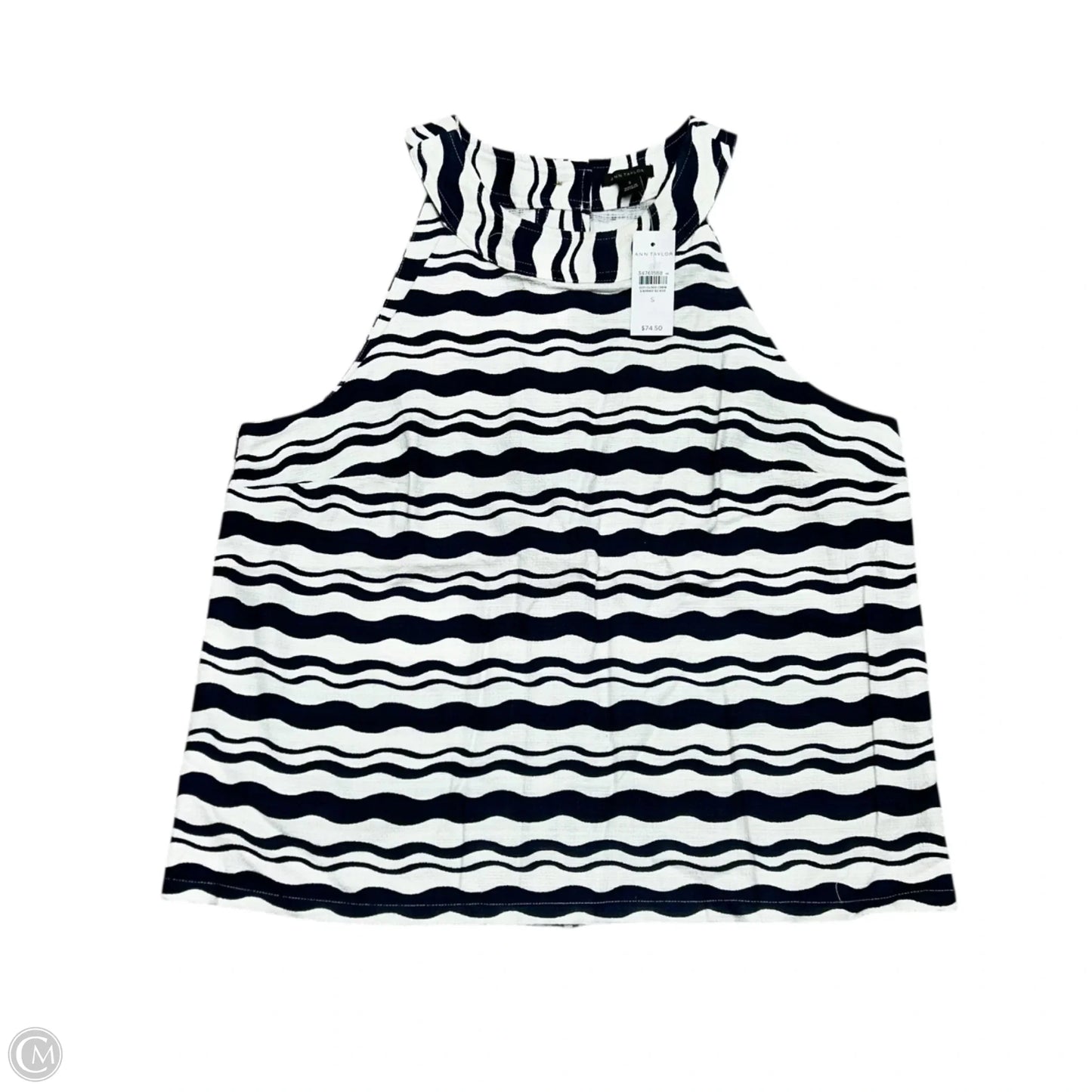 Top Sleeveless By Ann Taylor In Blue & White, Size: S