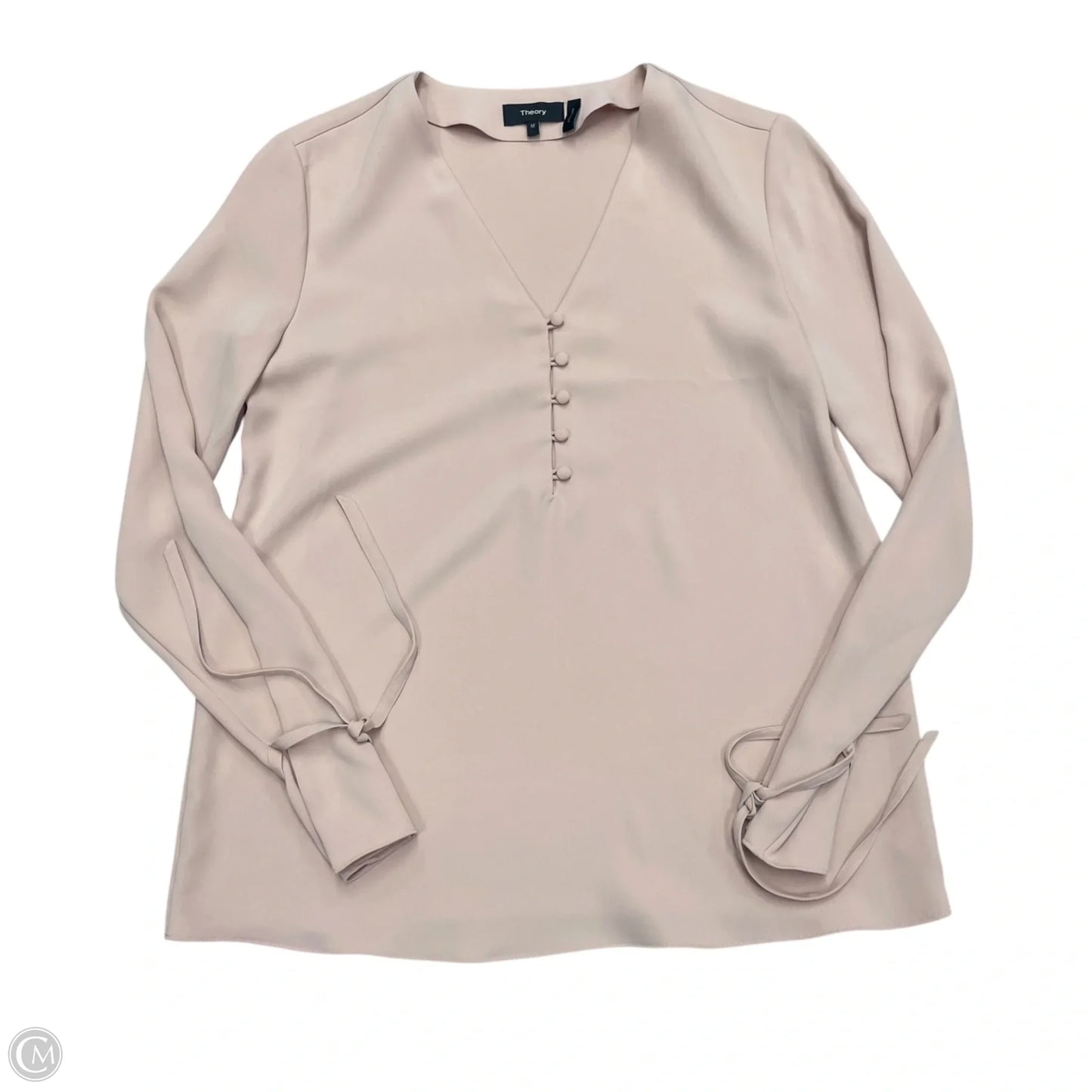 Blouse Long Sleeve By Theory In Pink, Size: M