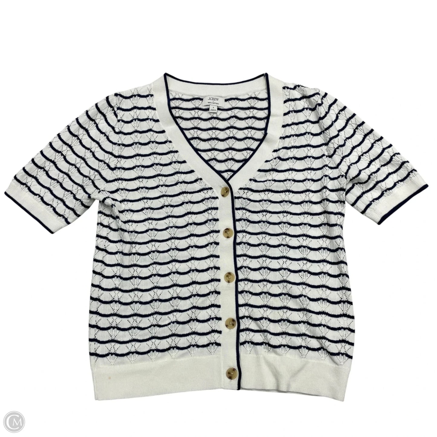Cardigan By J. Crew In Blue & White, Size: S