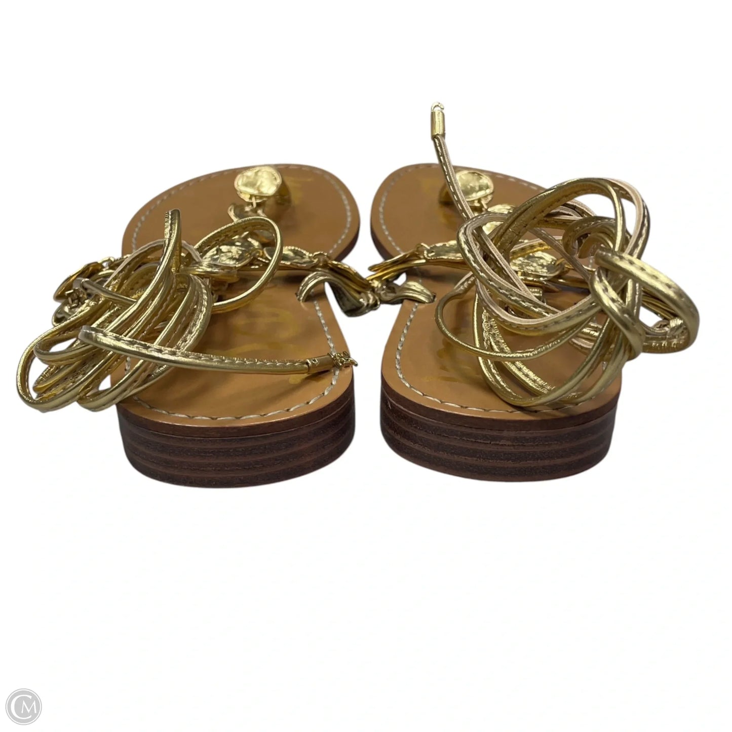 Sandals Flats By Sam Edelman In Brown & Gold, Size: 6