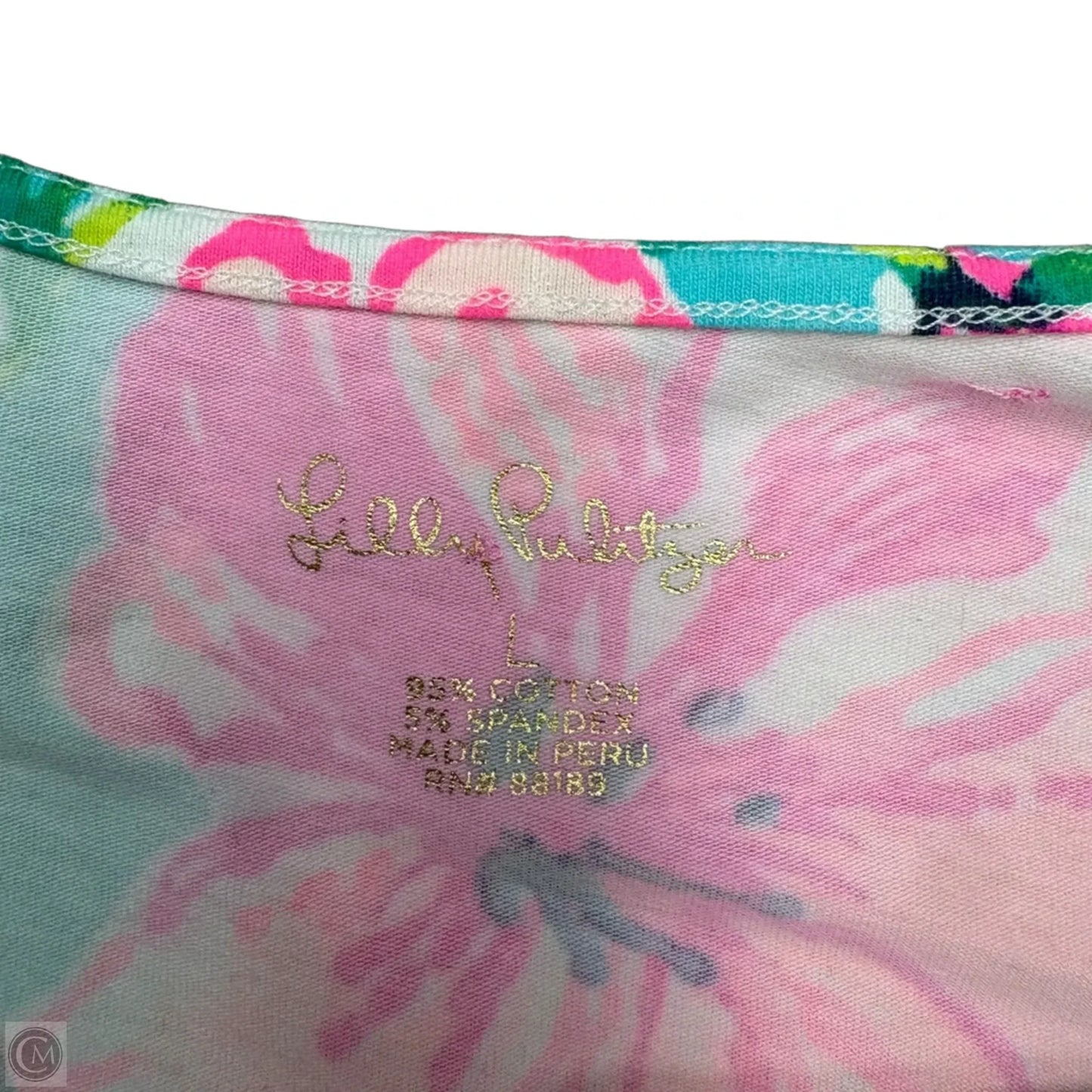 Top Long Sleeve Designer By Lilly Pulitzer In Blue & Green, Size: L