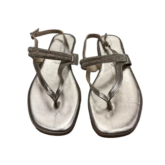 Sandals Flats By Tamaris In Silver, Size: 11.5