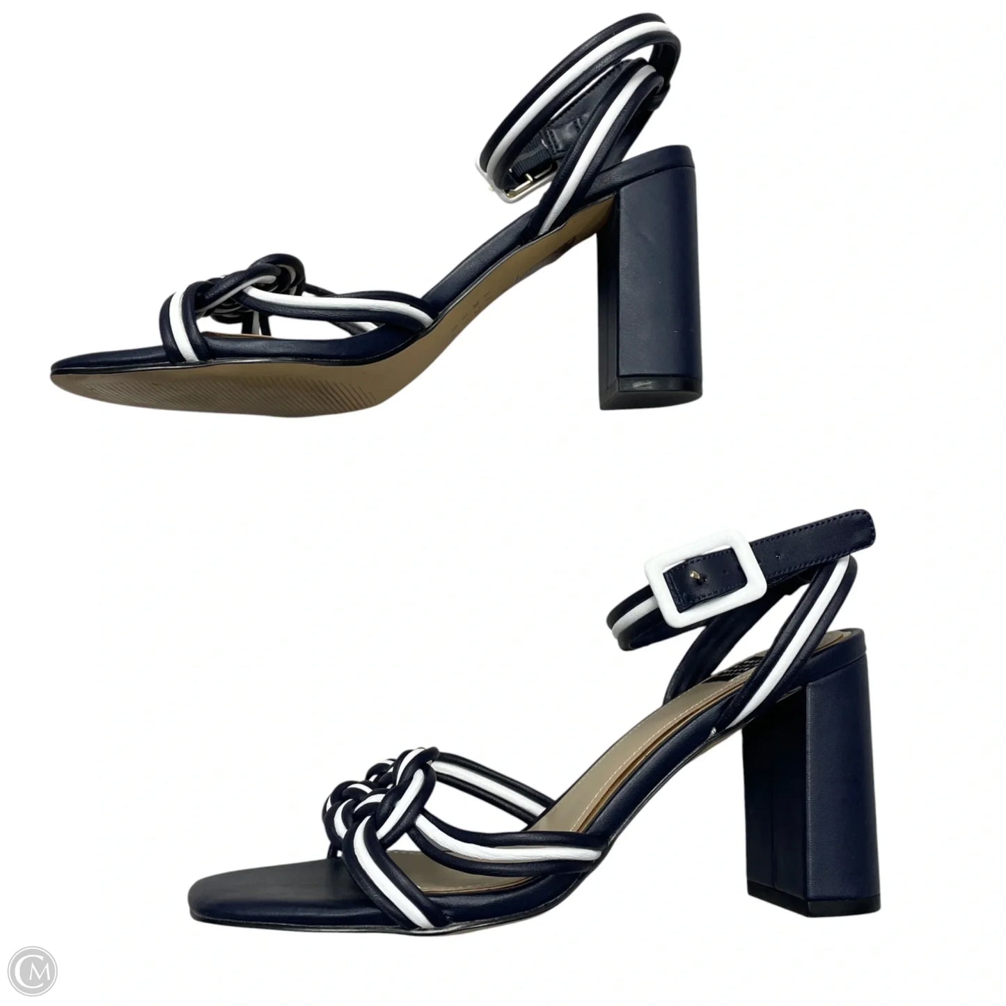 Sandals Heels Block By White House Black Market In Navy, Size: 8.5