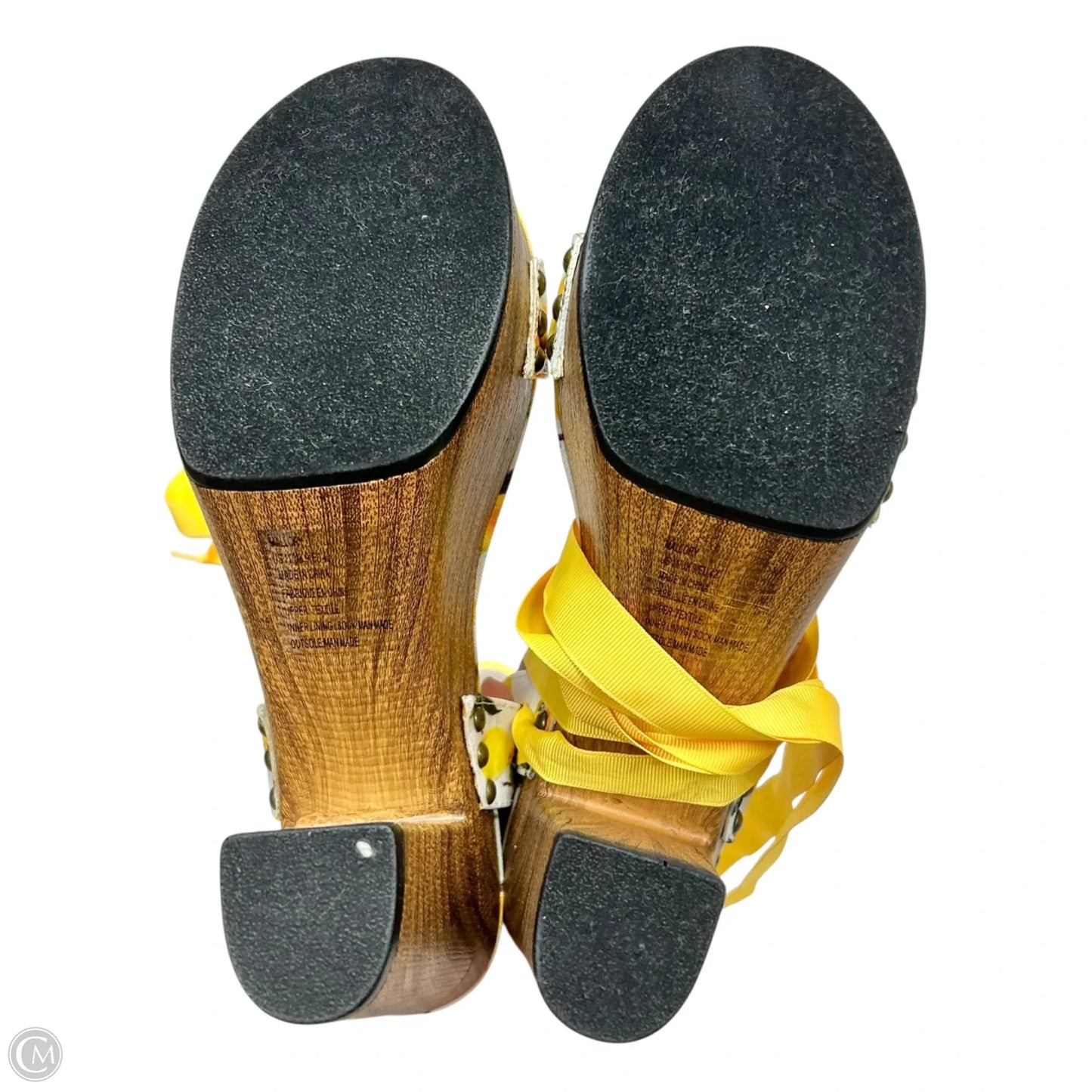 Sandals Heels Block By Just Fab In Brown & Yellow, Size: 11