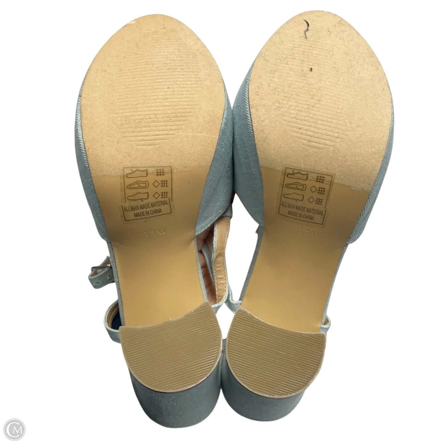 Sandals Heels Block By Ashley Stewart In Blue Denim, Size: 11