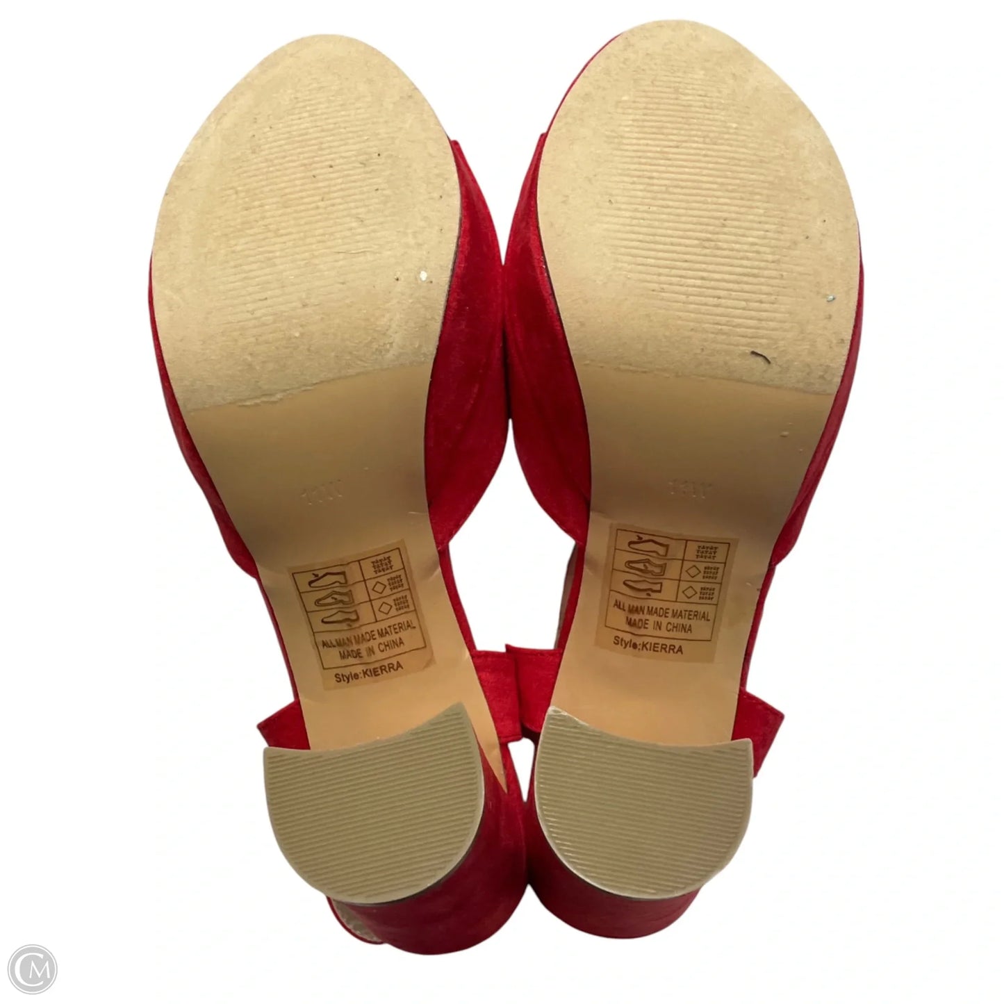 Sandals Heels Block By Ashley Stewart In Red, Size: 11