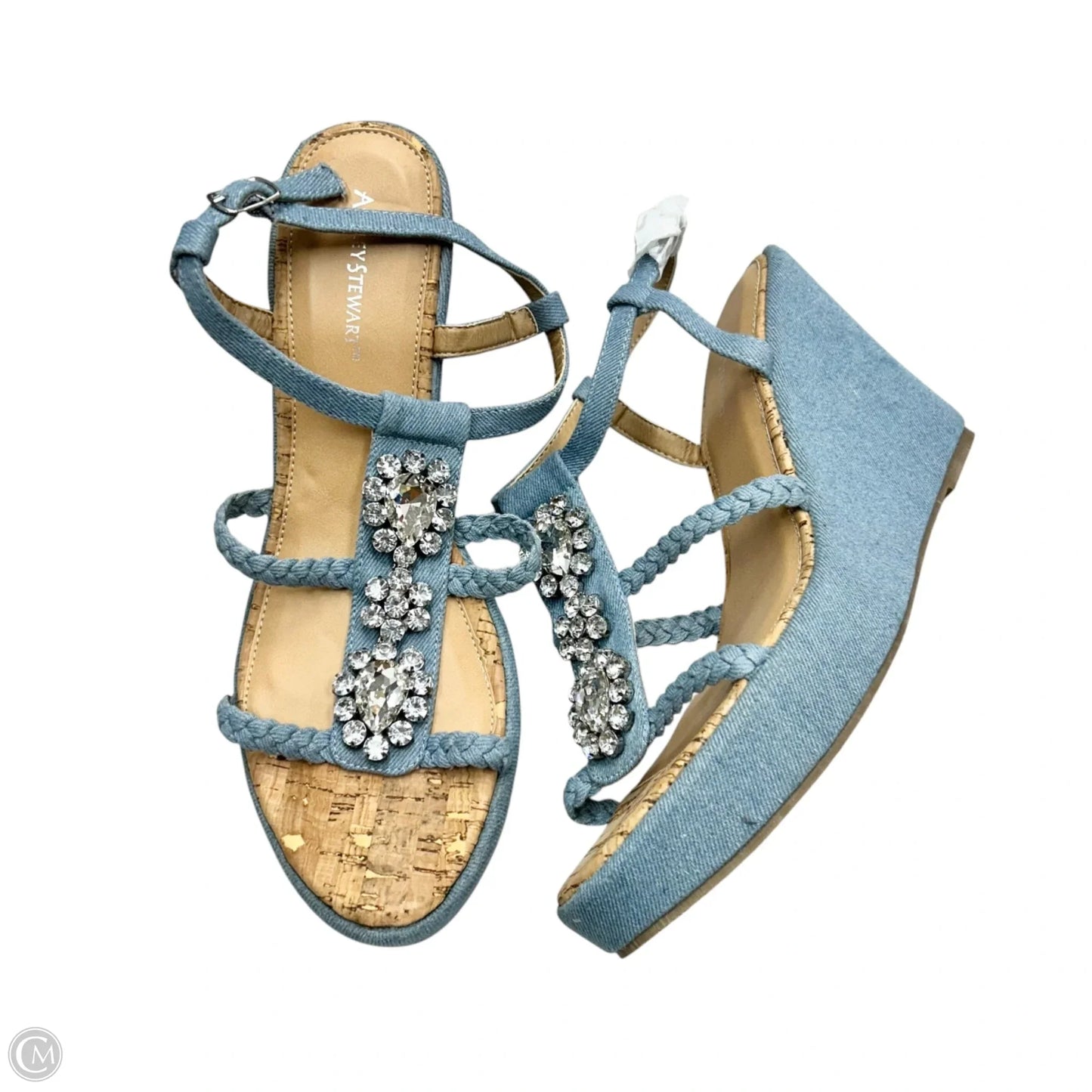 Sandals Heels Wedge By Ashley Stewart In Blue Denim, Size: 12