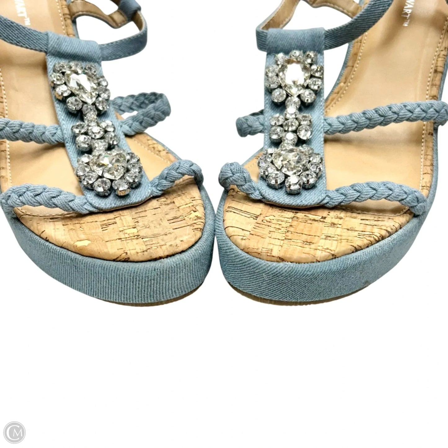 Sandals Heels Wedge By Ashley Stewart In Blue Denim, Size: 12