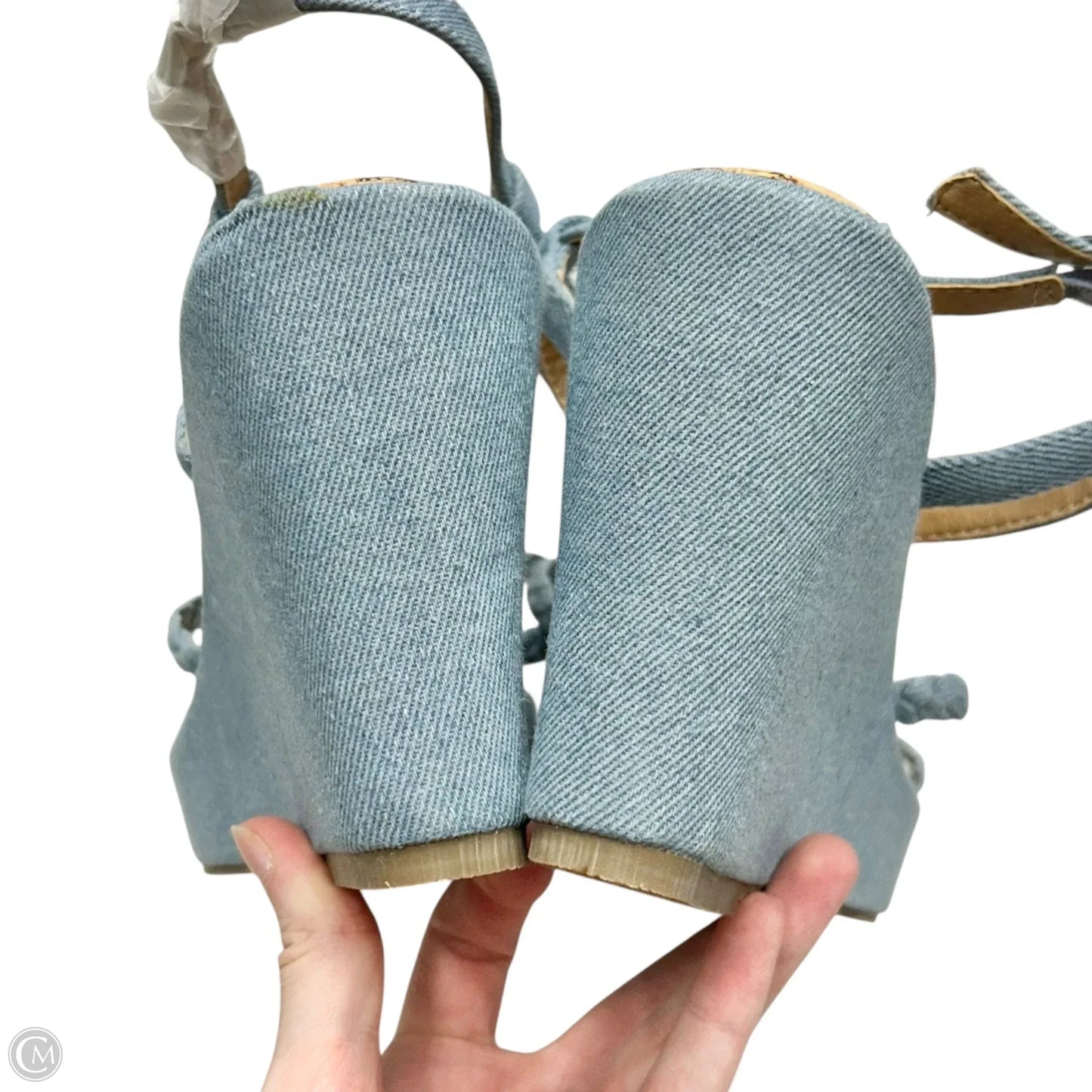 Sandals Heels Wedge By Ashley Stewart In Blue Denim, Size: 12