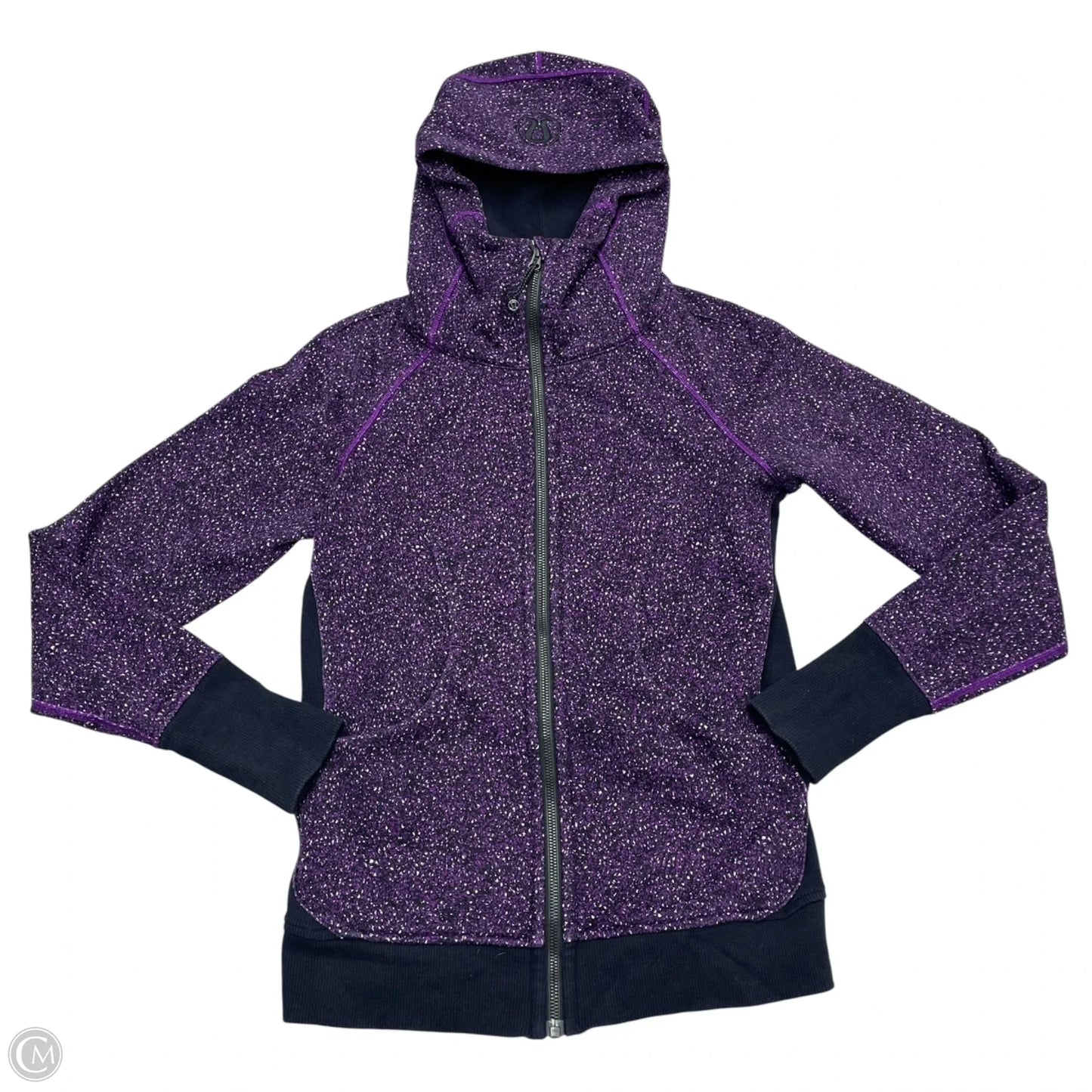 Athletic Jacket By Lululemon In Black & Purple, Size: S