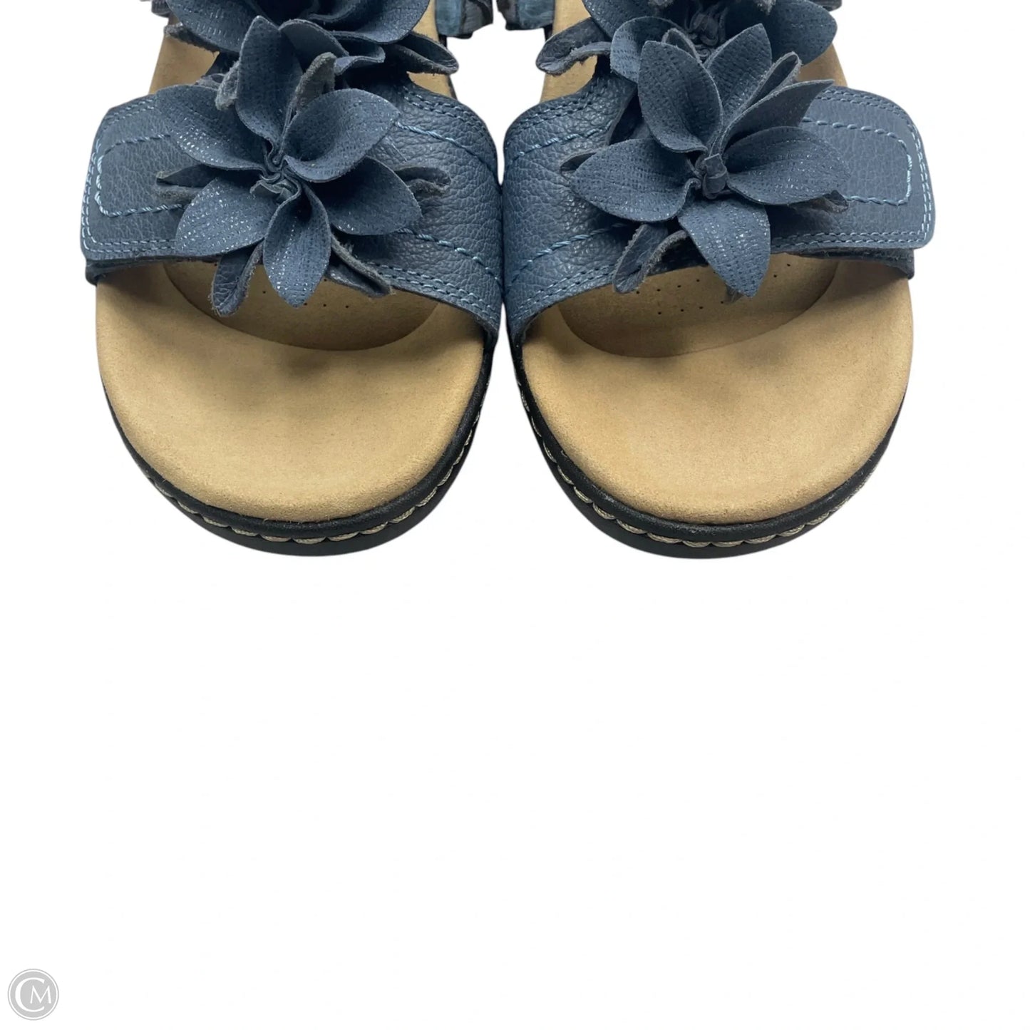Sandals Heels Wedge By Clarks In Blue & Tan, Size: 9.5