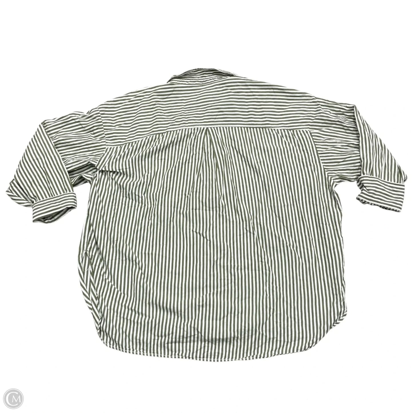 Top Long Sleeve By Maeve In Green & White, Size: 3x