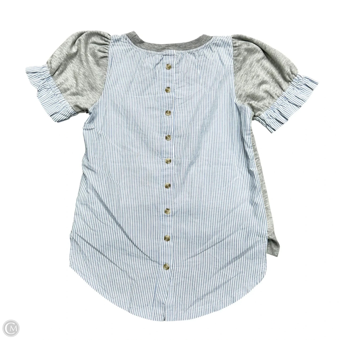 Top Short Sleeve By Daily Practice By Anthropologie In Blue & Grey, Size: S