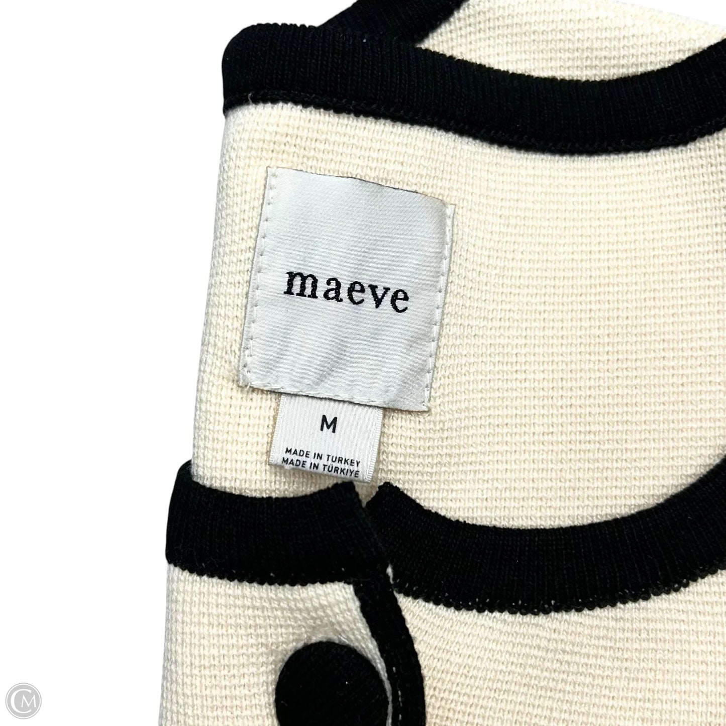 Top Sleeveless By Maeve In Black & Cream, Size: M