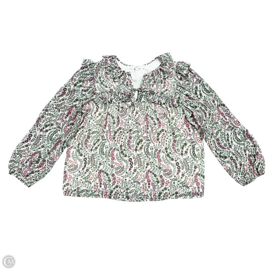 Blouse Long Sleeve By Loft In Cream & Green, Size: Xl