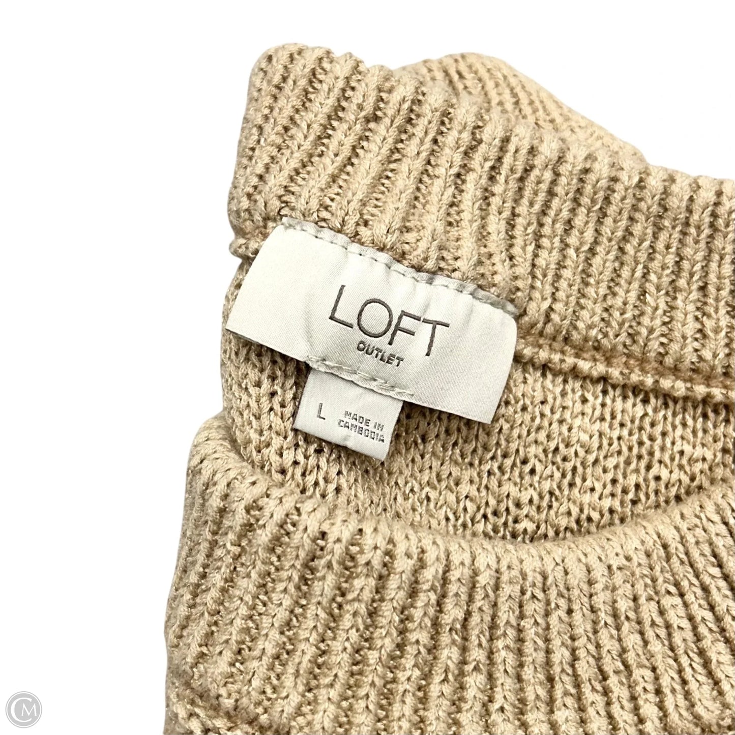 Sweater Short Sleeve By Loft In Tan, Size: L