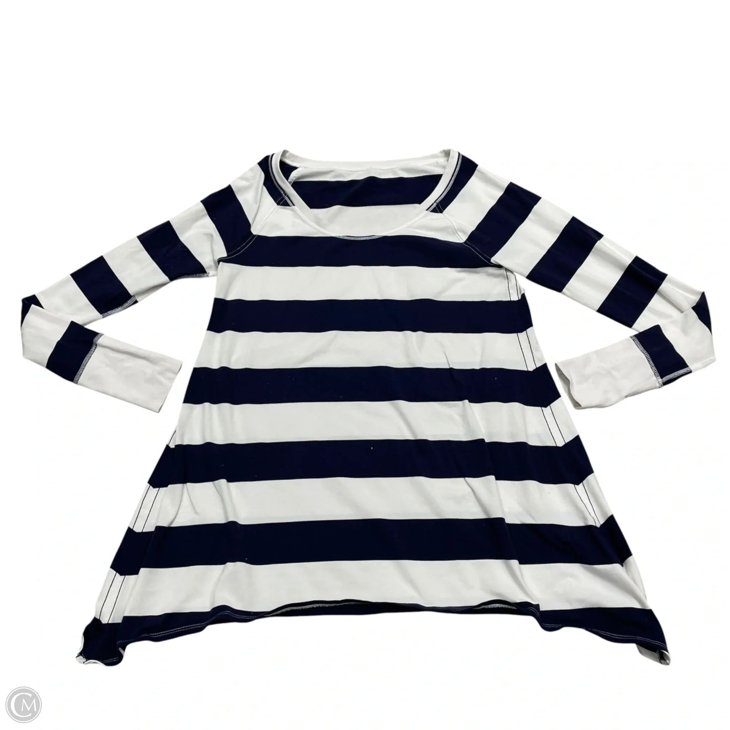 Athletic Top Long Sleeve Collar By Lululemon In Blue & White, Size: M