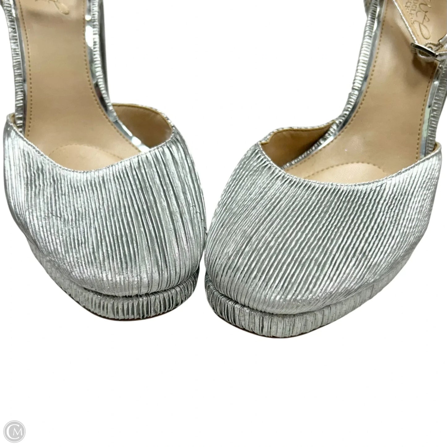 Shoes Heels Block By Badgley Mischka In Silver, Size: 9
