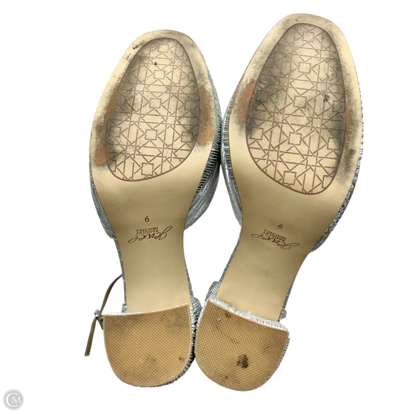 Shoes Heels Block By Badgley Mischka In Silver, Size: 9