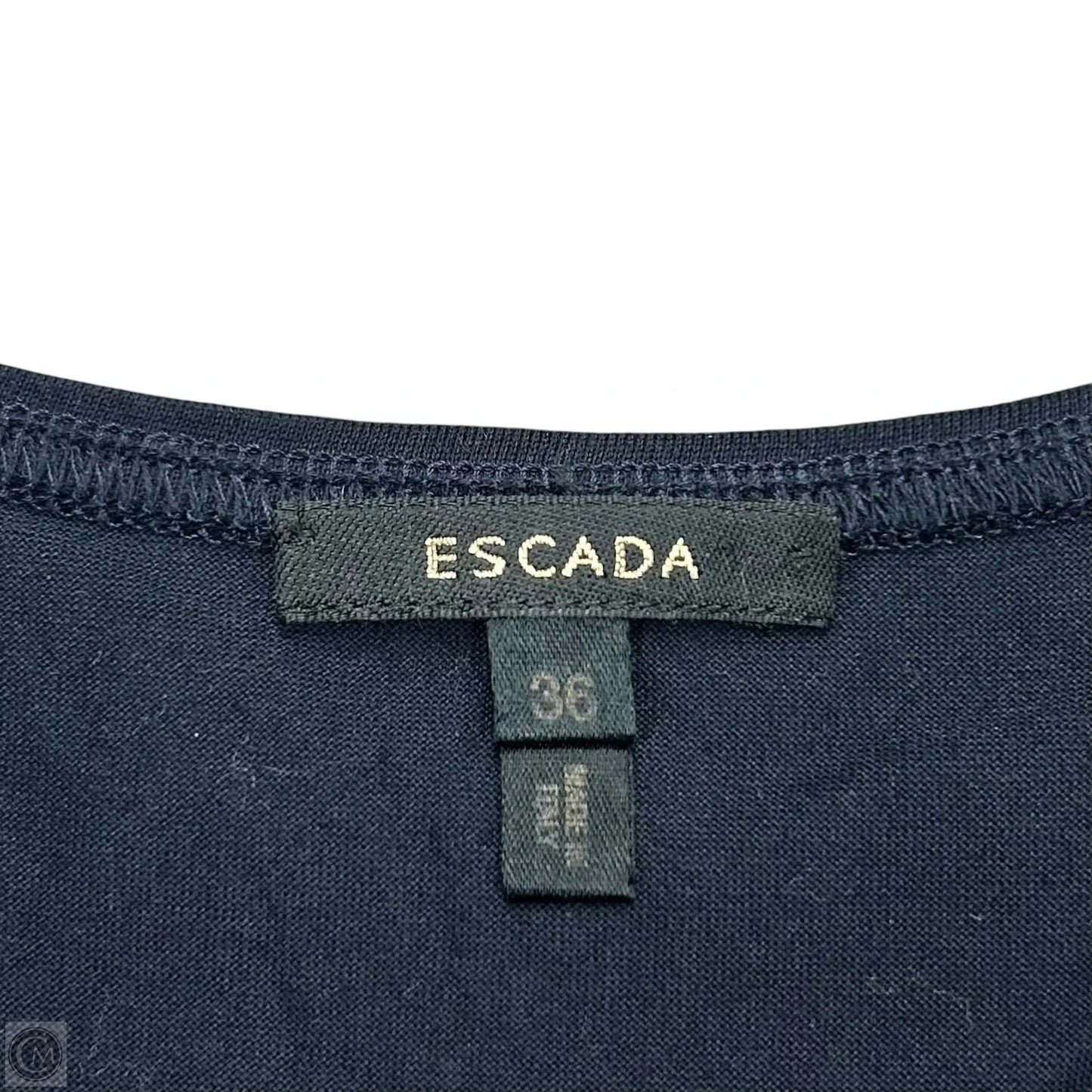 Top Sleeveless Designer By Escada In Navy & White, Size: S