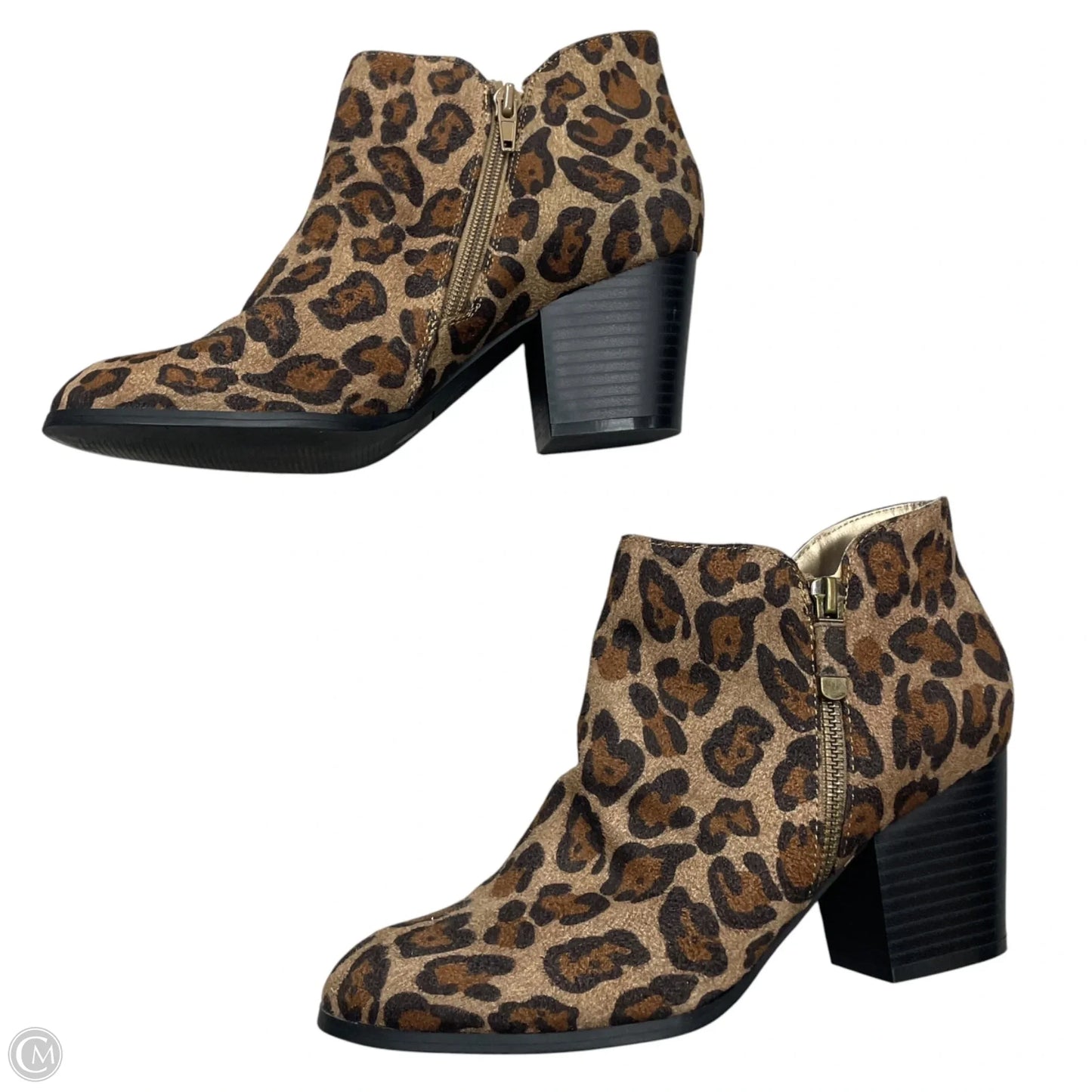Boots Ankle Heels By Style And Company In Leopard Print, Size: 8.5