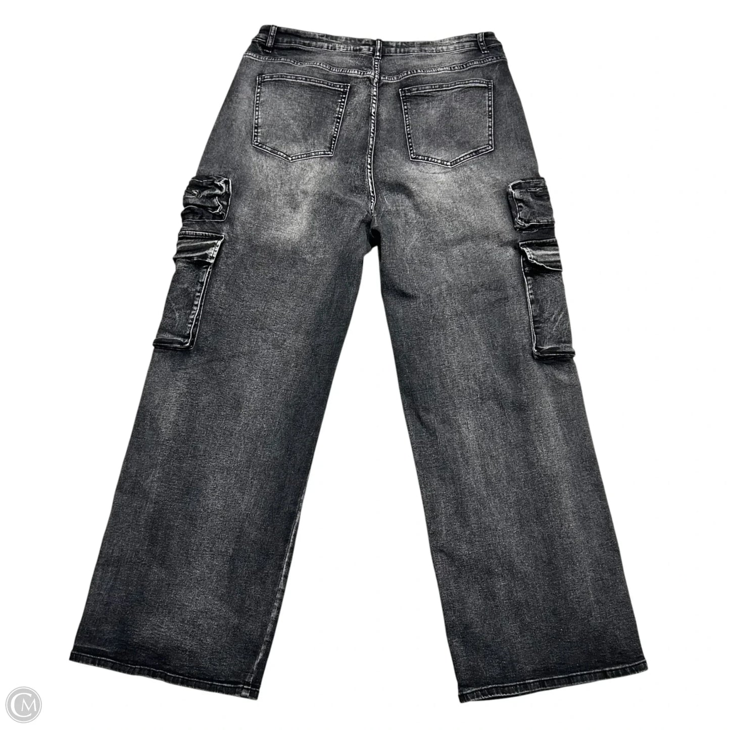 Jeans Wide Leg By American Bazi In Black Denim, Size: 2x