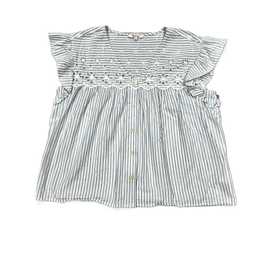 Blue & White Top Short Sleeve By Madewell, Size: L